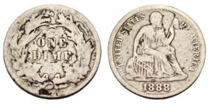 UNITED STATES OF AMERICA 10 cents 1888 / The Liberty Seated Dime / Silver / VG