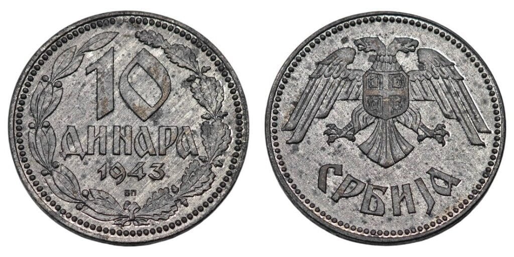SRBIJA 10 dinara 1943 / izdanje iz Drugog svjetskog rata / UNC