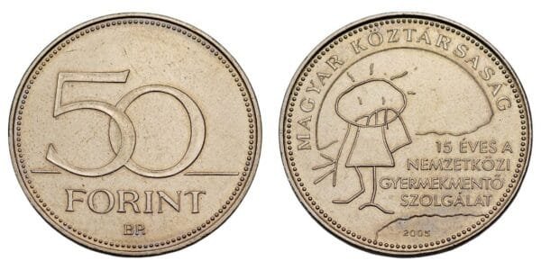 HUNGARY 50 forint 2005 / 15th Anniversary of the International Children's Safety Service / XF+