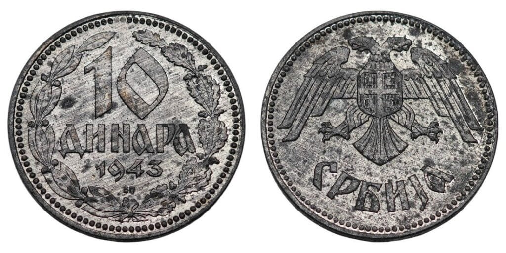SRBIJA 10 dinara 1943 / Izdanje iz Drugog svjetskog rata / XF+
