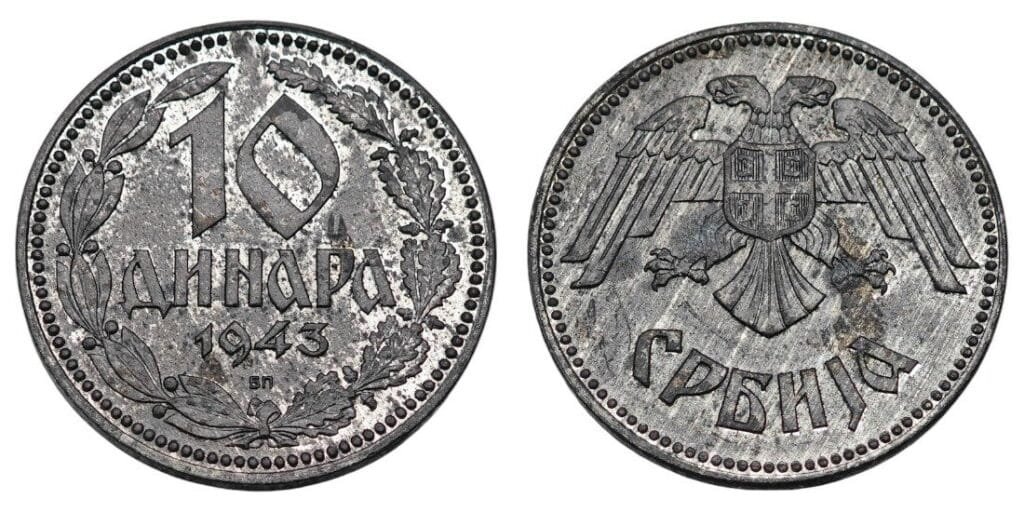 SRBIJA 10 dinara 1943 / izdanje iz Drugog svjetskog rata / XF