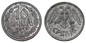 SERBIA 10 dinara 1943 / WWII issue / XF