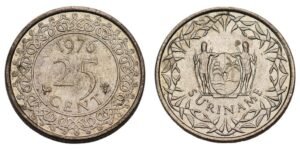 SURINAME 25 cents 1976 XF-