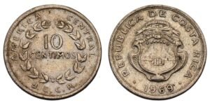 COSTA RICA 10 centimos 1969 VF+