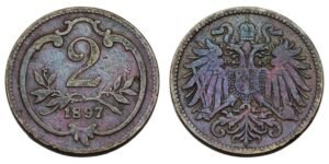AUSTRIA 2 heller 1897 VF+