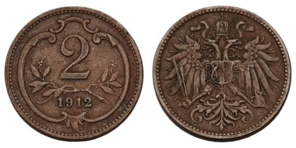 AUSTRIA 2 heller 1912 VF