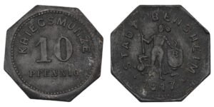 GERMANY 10 pfennig 1917 / Bensheim / Notgeld / VF