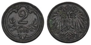 AUSTRIA 2 heller 1903 VF