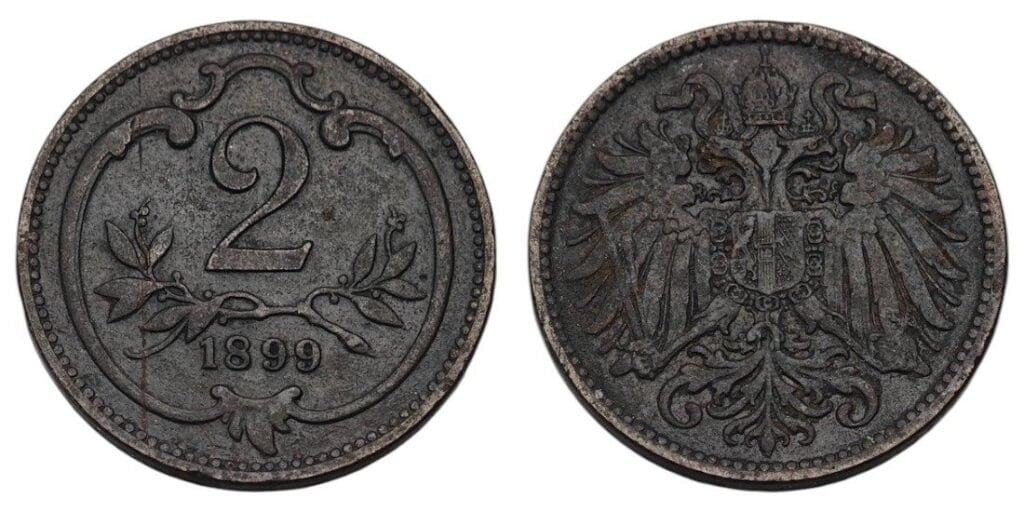 AUSTRIJA 2 helera 1899 VF