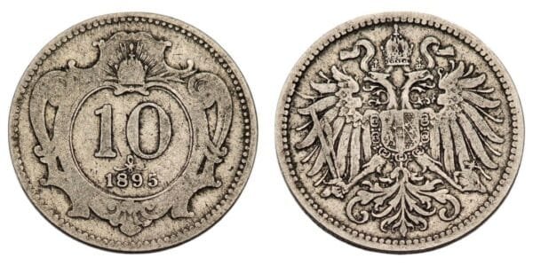 AUSTRIA 10 heller 1895 VF