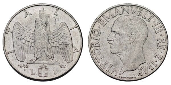 ITALY 1 lira 1942 VF