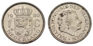 NETHERLANDS 1 gulden 1980 VF