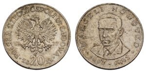 POLAND 20 zlotych 1977 / Marceli Nowotko / VF