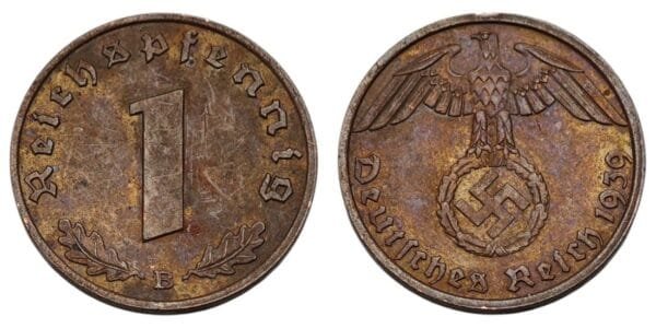 GERMANY 1 reichspfennig 1939B / 3rd Reich / VF