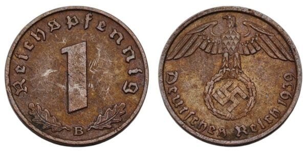 GERMANY 1 reichspfennig 1939B / 3rd Reich / VF