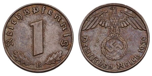 GERMANY 1 reichspfennig 1939B / 3rd Reich / VF