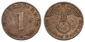 GERMANY 1 reichspfennig 1939B / 3rd Reich / VF