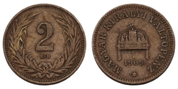 HUNGARY 2 filler 1909 VF