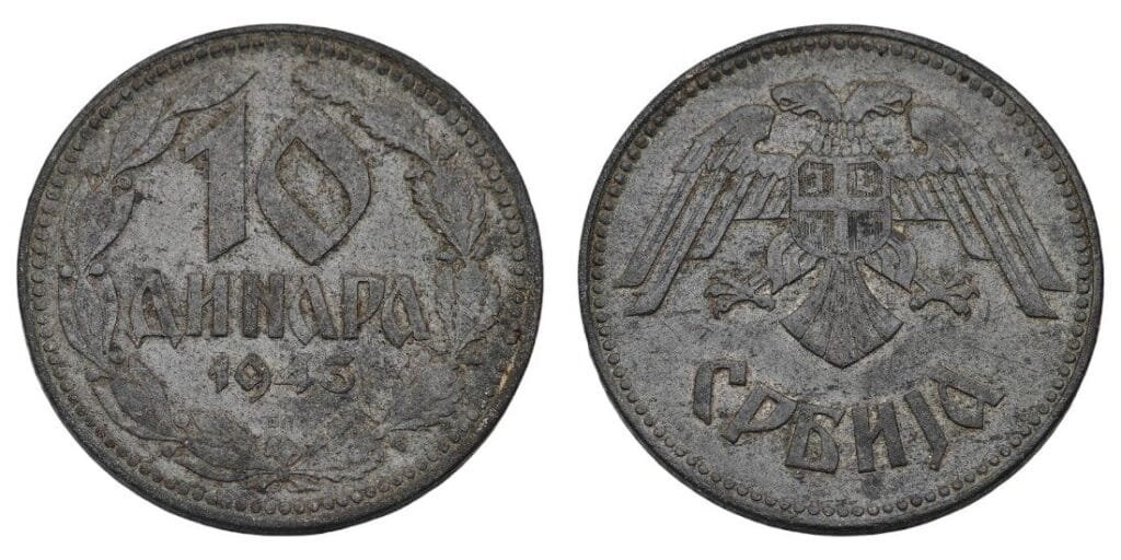 SRBIJA 10 dinara 1943 / izdanje iz 2. svjetskog rata / VF