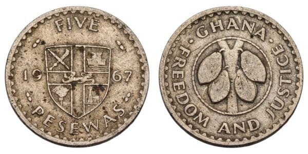 GHANA 5 pesewas 1967 VF-