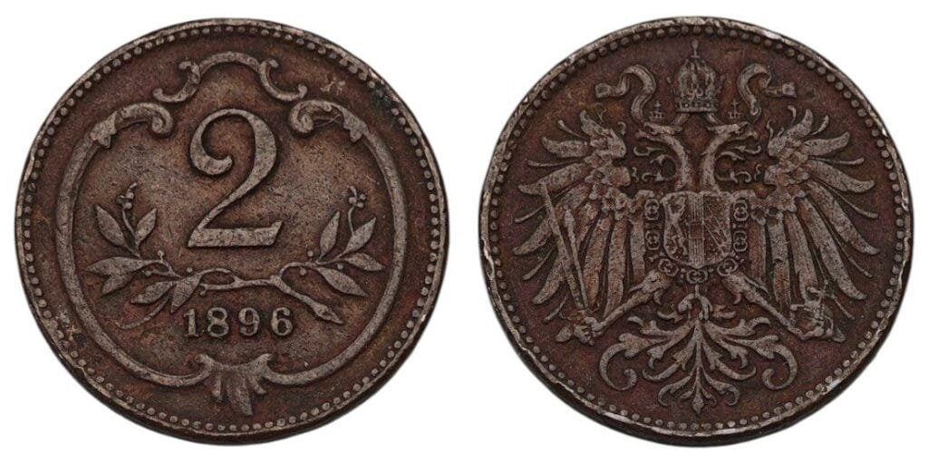 AUSTRIA 2 heller 1896 VF-