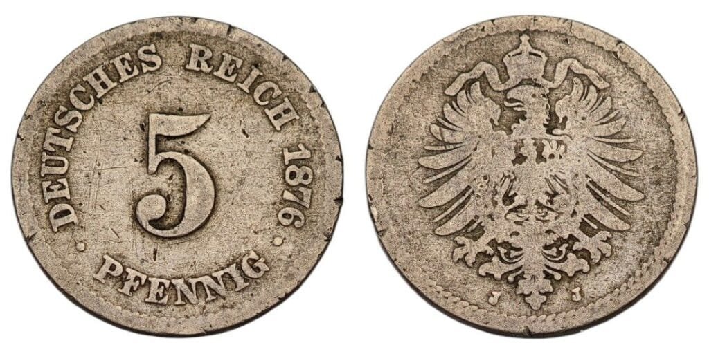 GERMANY 5 pfennig 1876A / Empire / VG