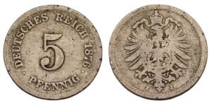 GERMANY 5 pfennig 1876A / Empire / VG