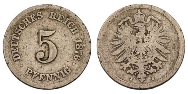 GERMANY 5 pfennig 1876A / Empire / VG