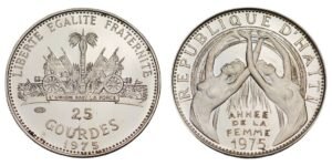 HAITI 25 gourdes 1975 / Year of The Woman / Silver / UNC-