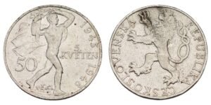CZECHOSLOVAKIA 50 korun 1948 / 3rd Anniversary of Liberation / Silver / XF