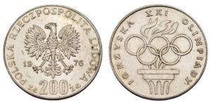 POLAND 200 zloty 1976 / Olympic Games / Silver / XF