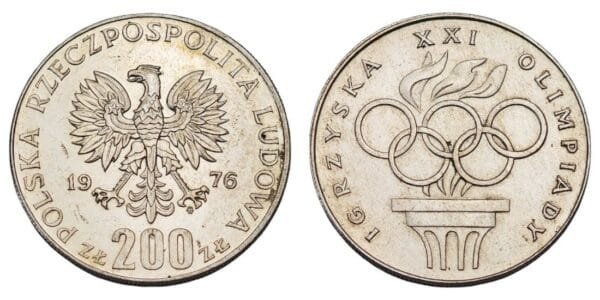POLAND 200 zloty 1976 / Olympic Games / Silver / XF