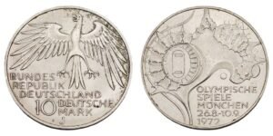GERMANY 10 mark 1972J / Olympic Games Munich / Silver / XF