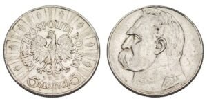POLAND 5 zlotych 1936 / Jozef Pilsudski / Silver / VF+