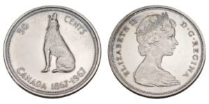 CANADA 50 cents 1967 / Centennial of Canada / Silver / VF+