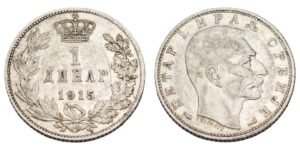 SERBIA 1 dinar 1915 / With SCHWARTZ / Silver / VF