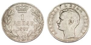 SERBIA 1 dinar 1897 / Silver / VF