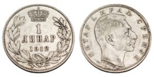 SERBIA 1 dinar 1912 / Silver / VF