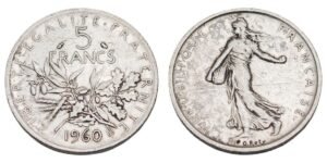 FRANCE 5 francs 1960 / Silver / VF