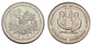 RWANDA 200 francs 1972 / 10th Anniversary of Independence / Silver / UNC