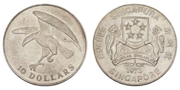 SINGAPORE 10 dollars 1973 / Silver / UNC