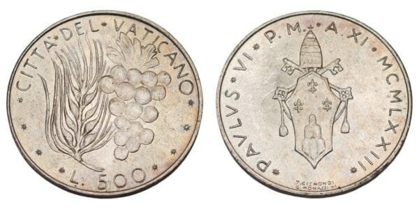 VATICAN CITY 500 lire 1973 / Silver / UNC-