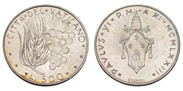 VATICAN CITY 500 lire 1973 / Silver / UNC-