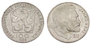 CZECHOSLOVAKIA 100 korun 1976 / Janko Kral / Silver / UNC-