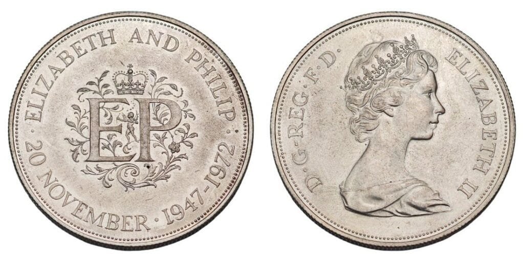 GREAT BRITAIN 25 pence 1972 / Silver Wedding Anniversary / UNC-