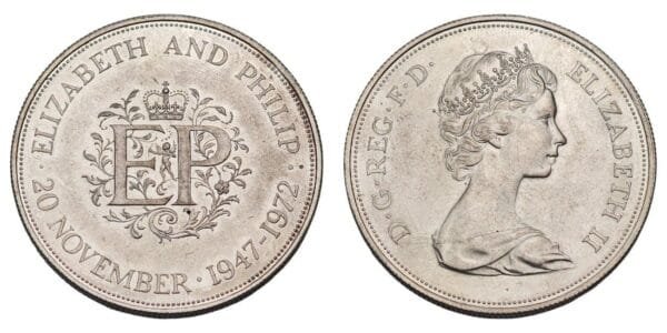 GREAT BRITAIN 25 pence 1972 / Silver Wedding Anniversary / UNC-