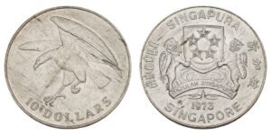 SINGAPORE 10 dollars 1973 / Silver / UNC-
