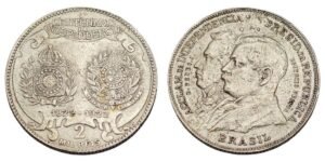 BRAZIL 2000 reis 1922 / Independence Centenary / Silver / XF+