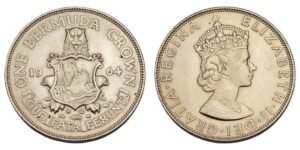 BERMUDA 1 crown 1964 / Silver / XF+