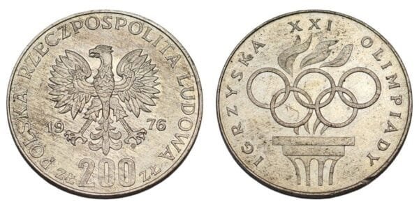 POLAND 200 złoty 1976 / Olympic Games / Silver / XF